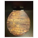 SANILO Wooden Toilet Seat with Soft Close [ROUND] - Decorative, Quiet & Slow Close Molded Wood Seat - With Strong Bumpers & Hinges - Adjustable Fit â Vintage - Retail: $60