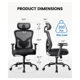 NOBLEWELL Ergonomic Office Chair with Padded Lumbar Support, 2D Headrest, Adjustable Armrests, Upgraded Contoured Seat Cushion, 130Â° Rocking Tilt, Computer Chair for Home Office, NWOC1-1 - Retail: 