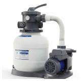 AQUASTRONG Sand Filter Pump for Above Ground Pool with Timer, 2/3 HP Pool Pumps Above Ground 3000 GPH for Pools up to 11000GAL,12in Pool Filter with 6-Way Valve, Improved Circulation and Filtration - 