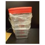 CURTA 4 Pack Food Storage Container with Red Lid - NSF Commercial Grade in 6.0 Qt - Square, Clear, Polycarbonate - Retail: $80