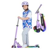 Rahmory Kick Scooter for Ages 5-12,Kid, Teens. Max Load 155 LBS. Foldable, Lightweight, with Light up Wheels and Dynamic Light Deck, Teen and Adults, 3 Adjustable Levels. - Retail: $70