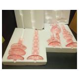 Rtteri 5 Pcs Glass Candlestick Holders Colorful Glass Taper Candle Stand Groovy Candlestick Wavy Boho Chic Clear Bases Holders Elegant Vase for Home Party Centerpiece(Pink) - Retail: $53