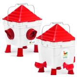 Lilyang Standing Chicken Feeders and Chicken Waterers, 2.5 Gallon Chicken Water Feeder with 4 Cups, 13.5 lb Automatic Chicken Feeder No Waste, for 8-10 Adult Chickens or 10-15 Quails (Standing) - Reta