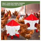 Lilyang Standing Chicken Feeders and Chicken Waterers, 2.5 Gallon Chicken Water Feeder with 4 Cups, 13.5 lb Automatic Chicken Feeder No Waste, for 8-10 Adult Chickens or 10-15 Quails (Standing) - Reta