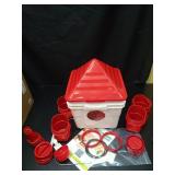 Lilyang Standing Chicken Feeders and Chicken Waterers, 2.5 Gallon Chicken Water Feeder with 4 Cups, 13.5 lb Automatic Chicken Feeder No Waste, for 8-10 Adult Chickens or 10-15 Quails (Standing) - Reta