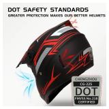 XINGSILUC Youth Kids Dirt Bike Helmet - ATV Helmet for Kids 8-14 Includes Motocross Goggles Gloves Face Mask - DOT Approved Full Face Off-Road Motorcycle Helmet(Red, Small) - Retail: $68