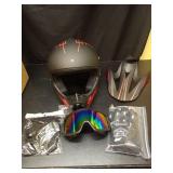 XINGSILUC Youth Kids Dirt Bike Helmet - ATV Helmet for Kids 8-14 Includes Motocross Goggles Gloves Face Mask - DOT Approved Full Face Off-Road Motorcycle Helmet(Red, Small) - Retail: $68