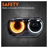 FIONE - For Dodge Challenger Headlights Assembly 2015 2016 2017 2018 2019 2020 2021 Black Housing Halogen Headlamps Replaceable Right Passenger Side RT 68174064AF CH2503267 - Retail: $102