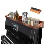 STUTOV 30\" Magnetic Stove Top Shelf â Brushed Copper Spice Rack and Seasoning Organizer â Kitchen Shelf for Back of Stove â Over Stove Rack and Storage Organizer - Retail: $37