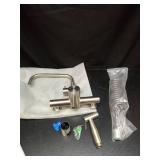 TRYWELL Wall Mount Faucet with Handheld Sprayer 6 Inch Center Kitchen Faucets Swivel 360Â°Stainless Steel Commercial Sink Faucet with retractable 79 inch Hose Spray Accessory Set(W-004P) - Retail: $