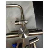 TRYWELL Wall Mount Faucet with Handheld Sprayer 6 Inch Center Kitchen Faucets Swivel 360Â°Stainless Steel Commercial Sink Faucet with retractable 79 inch Hose Spray Accessory Set(W-004P) - Retail: $