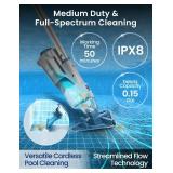 KOKIDO 2025 Cordless Pool Vacuum with 72â Pole, Standard & Fine Interchangeable Filters, Ideal for spot Cleaning, 2 Vac Heads, Spot Clean, for Small Above & Inground Pools, Spas Hot Tubs XV320 - 