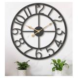 Pytha Sight 24 Inch Large Oversized Farmhouse Modern Decorative Wall Clock for Living Room,Silent Industrial Big Arabic Numerals Vintage Metal Round Wall Clocks for Kitchen,Dinng Room,Office - Retail: