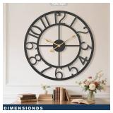 Pytha Sight 24 Inch Large Oversized Farmhouse Modern Decorative Wall Clock for Living Room,Silent Industrial Big Arabic Numerals Vintage Metal Round Wall Clocks for Kitchen,Dinng Room,Office - Retail: