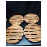4 Pack Plant Caddy with Wheels Heavy Duty 12 Inch Wooden Plant Stand with Wheels Plant Dolly Rolling Plant Stand Plant Roller with Casters for Indoor and Outdoor with 4 Pack Plant Saucers, Round - Ret