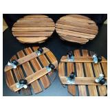 4 Pack Plant Caddy with Wheels Heavy Duty 12 Inch Wooden Plant Stand with Wheels Plant Dolly Rolling Plant Stand Plant Roller with Casters for Indoor and Outdoor with 4 Pack Plant Saucers, Round - Ret