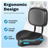 Extra Wide Bike Seat with Backrest and Comfortable Ergonomic Design for Men and Women - Adjustable Height Leather Saddle Pad for eBike, Tricycle, and Big Bikes - Retail: $29