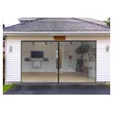 Garage Screen Doors for 1 car garage-10x7FT Fiberglass Durable Heavy Duty Magnetic Garage Door Screen Retractable Hands Free with 4 Roll Up Straps for Patio Workshop Home Gym Sun Room - Retail: $40