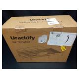 Urackify Large Dish Drying Rack - 304 Stainless Steel Dish Rack for Kitchen Counter, Extendable Dish Drainers with Cutlery & Cup Holders, Black - Retail: $50