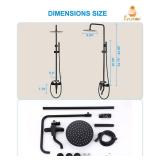 All-Metal Outdoor Shower Fixture,3 Functions Handle Tub Rainfall Shower Faucet Sets with Dial Thermometer Brass Valve, Black Exposed Shower System with 10