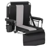 ALPHA CAMP Stadium Seat Chair for Bleachers with Back & Arm Rest (Black Grey) - Retail: $50