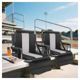 ALPHA CAMP Stadium Seat Chair for Bleachers with Back & Arm Rest (Black Grey) - Retail: $50
