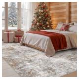 UERMEI 8x10 Area Rug Living Room Rugs - Washable Neutral Modern Abstract Soft Thin Large Rug Indoor Floor No Slip Rug Carpet for Bedroom Under Dining Table Home Office Decor - Brown Grey - Retail: $13