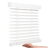 LOTUS & WINDOWARE Cordless Faux Wood Blinds, 35\" Wide x 24\" Long, Smooth, Snow White, 2 Inch Horizontal Blinds â for Living Room, Bedroom, Interior Door Windows - Retail: $49