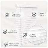 LOTUS & WINDOWARE Cordless Faux Wood Blinds, 35\" Wide x 24\" Long, Smooth, Snow White, 2 Inch Horizontal Blinds â for Living Room, Bedroom, Interior Door Windows - Retail: $49