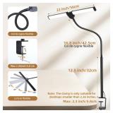 Motumen Led Desk Lamp for Home Office, Eye-Care Architect Light with Clamp, Smart Double Head Computer Monitor Table Clip Lamp, Adjustable Flexible Goose-Neck, 25 Lighting Models, Task Lamp, Black TES