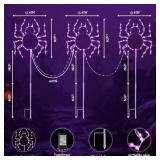 Hopolon Outdoor Halloween Decorations Lights, 3PACK Halloween Spider Pathway Lights 229LED Plug-in Purple Garden Light Walkway with 8Modes Timer Waterproof for Holiday Home Garden Yard Party Decor TES