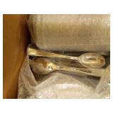 BESTVIP 700 PCS Silver Dinnerware Set for 100 Guests, Plastic Dinnerware Set for Party, Wedding, Christmas, Halloween, Include: 200 Plastic Plates, 100 Silver Silverware, 100 Cups, 100 Paper Napkins -