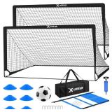 Kids Soccer Goals for Backyard Set of 2, 4 x 3 ft/6 x 4 Toddler Soccer Goal Training Equipment with Soccer Ball, Cones, Pop Up Soccer Net Retail $60