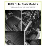 Foronetry Floor Mats for 2021-2024 Tesla Model Y, 9PCS All Weather Full Set Cargo Liners Accessories, 3D TPE Odorless Trunk Frunk Rear Well Mats Custom for 5-Seater(Not Fit 7Seat & 2025 Juniper) - Ret
