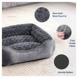 JOEJOY Rectangle Dog Bed for Large Medium Small Dogs - Washable Orthopedic Sofa Bed, Soft Breathable Puppy & Pet Cuddler, Durable Calming Dog Bed with Anti-Slip Bottom, Multiple Sizes, Dark Grey - Ret