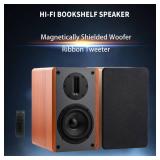 SAMTRONIC Active Bookshelf Speakers 5.25\" High Output Woofer and 4 inches Ribbon Tweeter Brown Color, Bluetooth V5.0,RCA,Optical,HMDI(ARC),USB and Remote Control (Brown Active) - Retail: $200