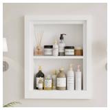 Solid Wood 14 X 18 Recessed Medicine Cabinet,2-Tier, Medicine Cabinet Organizer,Wall Niche, Bathroom Wall Cabinet, recessed bathroom Cabinet,Recessed Wall Cabinet, Bathroom Cabinet With Storage, White