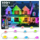 LITSOUL 500FT Permanent Outdoor Lights for House Waterproof, Smart RGB Eave LED Lighting with 16 Million Colors, IP67 Outdoor Strip Lights for Christmas Halloween Holiday Daily Decorations(500FT) - Re