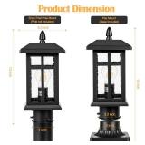 Brilvibera Outdoor Post Light 2 Packs Dusk to Dawn, Post Lights Outdoor Electric with Pier Mount, Pole Lanterns Outdoor for Yard, Driveway, Path, Black - Retail: $89
