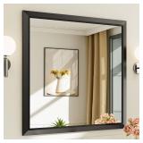 Briivue 36x36 Inch Black Bathroom Mirror for Wall, Thick Metal Framed Rectangle Mirrors for Over Sink, Bedroom, Living Room, Entryway, Anti-Rust, HD Tempered Glass - Retail: $140