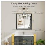 Briivue 36x36 Inch Black Bathroom Mirror for Wall, Thick Metal Framed Rectangle Mirrors for Over Sink, Bedroom, Living Room, Entryway, Anti-Rust, HD Tempered Glass - Retail: $140