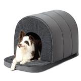 PELZIN Indoor Dog House - Orthopedic Dog Tent Bed w/Egg-Crate Foam - Pet Bed with Cover Cave - Waterproof Lining - Nonskid Bottom, Ideal for Large Breeds & Fits 36-Inch Crate - 35\"x22\" - Retail: $90