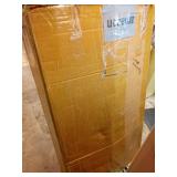 BERPET Wooden Podium Stand with Footrest, 43âRolling Lectern with Storage, 23.6â Desktop, Built-in Cable Holes, Sturdy Base, Mobile Pulpit for Churches, Conferences & Classrooms - Retail: $2