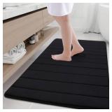 Set of 2-Buganda Memory Foam Bath Mat, 47\" x 32\", Ultra Soft and Non-Slip Bathroom Rugs, Water Absorbent and Machine Washable Bath Rug Runner for Bathroom, Shower, and Tub, Black - Retail: $80