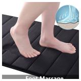 Set of 2-Buganda Memory Foam Bath Mat, 47\" x 32\", Ultra Soft and Non-Slip Bathroom Rugs, Water Absorbent and Machine Washable Bath Rug Runner for Bathroom, Shower, and Tub, Black - Retail: $80