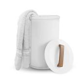 SAMEAT Heated Towel Warmers for Bathroom - Large Towel Warmer Bucket, Wood Handle, Auto Shut Off, Fits Up to Two 40\"X70\" Oversized Towels, Best Ideals - Retail: $100