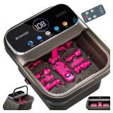 OOAMBB Collapsible Foot Spa with Heat, Bubble,Temp Control,Remote Control, Color Touch Screen Foot Bath Massager with 6 Massage Rollers,Foot Soaking Tub,Pedicure Foot spa for Stress Relief (Deep Grey)