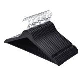 FairyHaus Wooden Hangers 30 Pack, Slim Wood Hangers with 360Â° Swivel Hook and Notches, Smooth Finish Coat Hangers with Pants Bar, Lightweight Black Wooden Clothes Hanger for Suits - Retail: $35