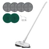 Hover Cordless Electric Mop, Up to 70 mins Powerful Battery, Electric Spin Mop with Dual Spinning Heads, 4 Microfiber Pads & 2 Floor Scrubber Pads, for Hardwood/Bathroom/Tile Floor Cleaning - Retail: 
