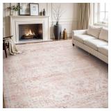 AMOAMI-Area Rug 5X7 Rugs for Living Room-Vintage Soft Pink Rugs for Bedroom-Non Slip Carpet-Machine Washable Rug for Dining Room Living Room Bedroom Office Under Table - Retail: $50